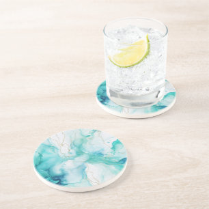 Mint Aqua Ink Marmer Zandsteen Onderzetter