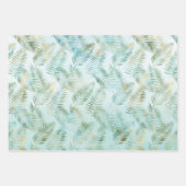 Mint Aqua Ombre Tropical Leaves Inpakpapier Vel (Voorkant 3)