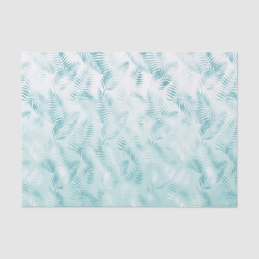 Mint Aqua Ombre Tropical Leaves Tissuepapier (Voorkant)
