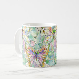 Mint Aqua Paarse Vlinders Koffiemok