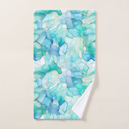 Mint Aqua Pearl Gold Marble Bad Handdoek (Handdoek)