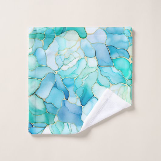 Mint Aqua Pearl Gold Marble Bad Handdoek (Wasdoekje)