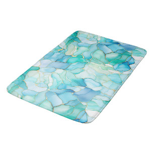 Mint Aqua Pearl Gold Marble Badmat