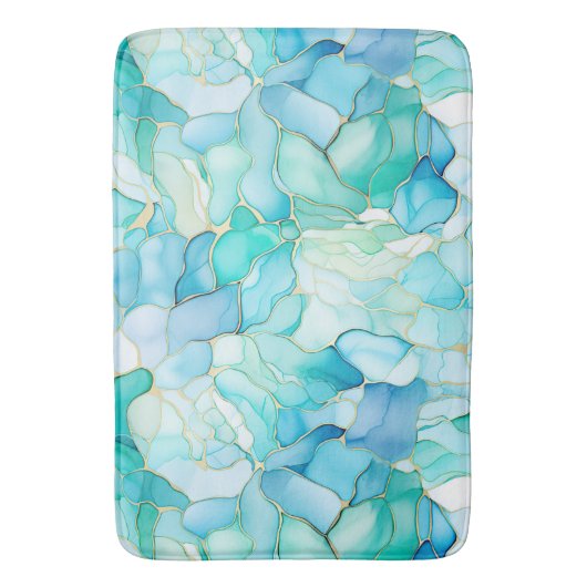 Mint Aqua Pearl Gold Marble Badmat (Voorkant Verticaal)