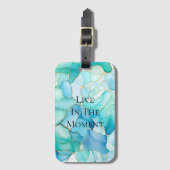 Mint Aqua Pearl Gold Marble Bagagelabel (Voorkant (verticaal))