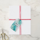 Mint Aqua Pearl Gold Marble Cadeaulabel (Met Touw)