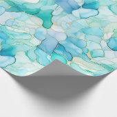 Mint Aqua Pearl Gold Marble Cadeaupapier (Hoek)