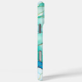 Mint Aqua Pearl Gold Marble Case-Mate iPhone Case (Achterkant / Rechts)