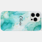 Mint Aqua Pearl Gold Marble Case-Mate iPhone Case (Achterkant (horizontaal))