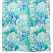 Mint Aqua Pearl Gold Marble Douchegordijn (Voorkant)