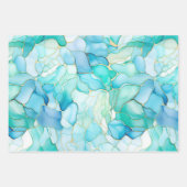 Mint Aqua Pearl Gold Marble Inpakpapier Vel (Voorkant 3)