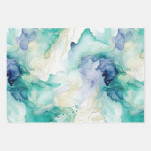 Mint Aqua Pearl Gold Marble Inpakpapier Vel (Voorkant 2)