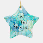 Mint Aqua Pearl Gold Marble Keramisch Ornament (Voorkant)