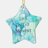 Mint Aqua Pearl Gold Marble Keramisch Ornament (Links)