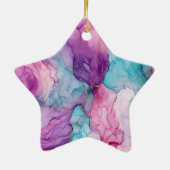 Mint Aqua Pearl Gold Marble Keramisch Ornament (Achterkant)