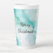 Mint Aqua Pearl Gold Marble Latte Mok (Voorkant)
