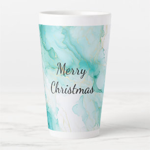 Mint Aqua Pearl Gold Marble Latte Mok