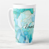 Mint Aqua Pearl Gold Marble Latte Mok (Linkerhoek)