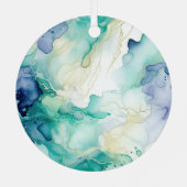 Mint Aqua Pearl Gold Marble Metalen Ornament (Achterkant)