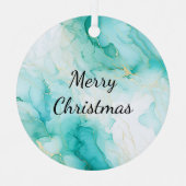 Mint Aqua Pearl Gold Marble Metalen Ornament (Voorkant)