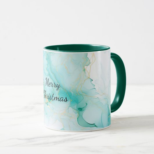 Mint Aqua Pearl Gold Marble Mok (Voorkant rechts)