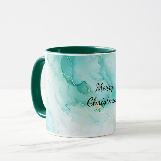 Mint Aqua Pearl Gold Marble Mok (Voorkant links)