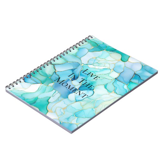 Mint Aqua Pearl Gold Marble Notitieboek (Linkerzijde)