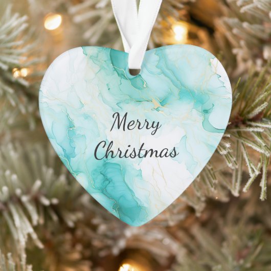 Mint Aqua Pearl Gold Marble Ornament (Boom)