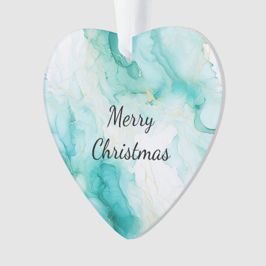 Mint Aqua Pearl Gold Marble Ornament (voorkant)