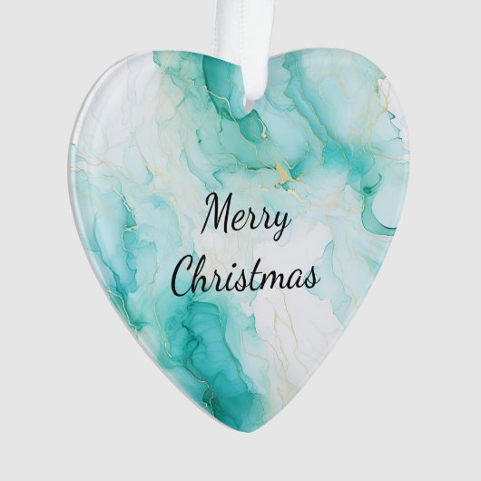 Mint Aqua Pearl Gold Marble Ornament (voorkant)