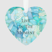 Mint Aqua Pearl Gold Marble Ornament (voorkant)