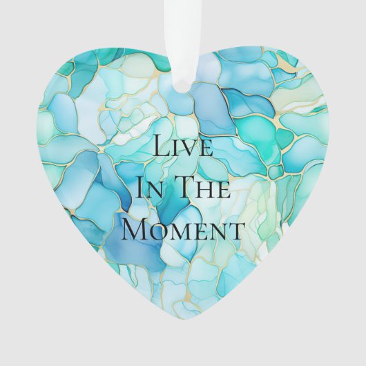 Mint Aqua Pearl Gold Marble Ornament (voorkant)