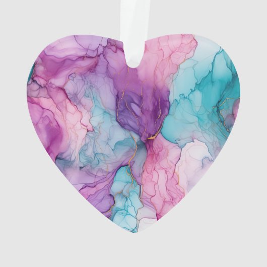 Mint Aqua Pearl Gold Marble Ornament (achterkant)