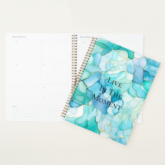 Mint Aqua Pearl Gold Marble Planner (Display)