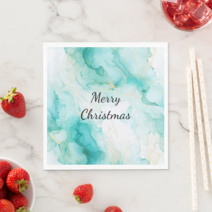 Mint Aqua Pearl Gold Marble Servet