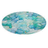 Mint Aqua Pearl Gold Marble Snijplank (Hoek)