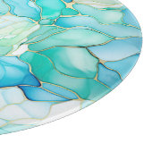 Mint Aqua Pearl Gold Marble Snijplank (Hoek)