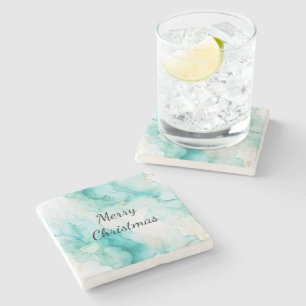 Mint Aqua Pearl Gold Marble Stenen Onderzetter