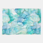 Mint Aqua Pearl Gold Marble Theedoek (Horizontaal)