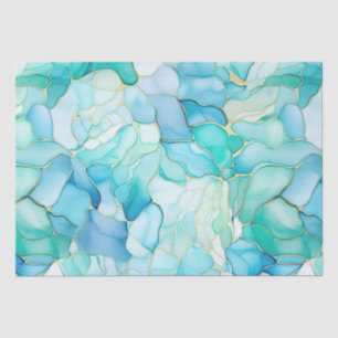 Mint Aqua Pearl Gold Marble Tissuepapier