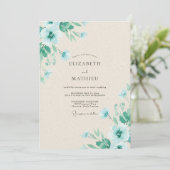 Mint Aqua Petal Bruiloft Kaart (Staand voorkant)