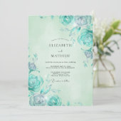 Mint Aqua Roze Bruiloft Kaart (Staand voorkant)