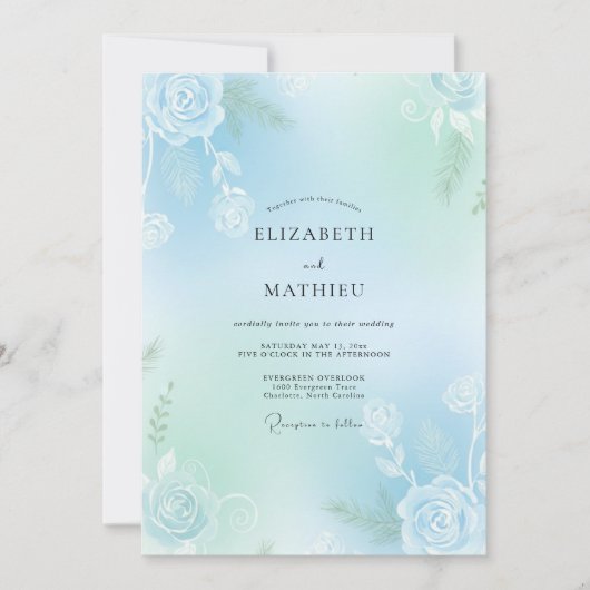 Mint Aqua Soft Roze Bruiloft Kaart (Voorkant)