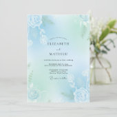Mint Aqua Soft Roze Bruiloft Kaart (Staand voorkant)
