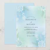 Mint Aqua Soft Roze Bruiloft Kaart (Voorkant / Achterkant)