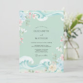 Mint Aqua Trouwbloemen Bruiloft Kaart (Staand voorkant)