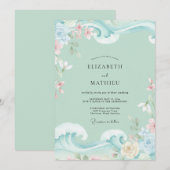 Mint Aqua Trouwbloemen Bruiloft Kaart (Voorkant / Achterkant)