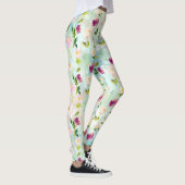 Mint Aqua  Waterverf Bloemen Leggings (Rechts)