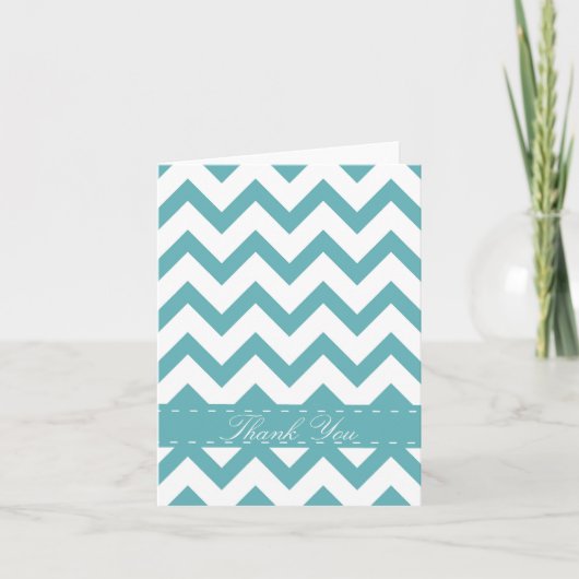 Mint Aqua White Chevron bedankt (Voorkant)