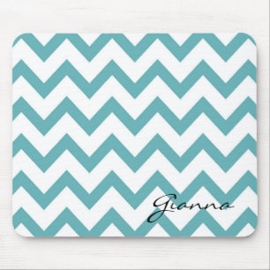 Mint Aqua White Chevron Muismat